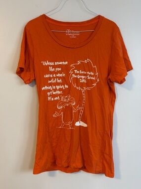 ATC Orange The Lorax Graphic Quote Crew Neck Short Sleeve T-Shirt Size Large